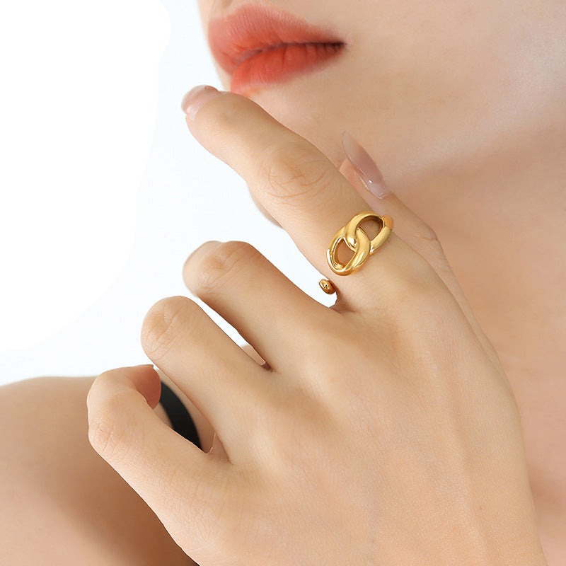 Lustrious Button Gold Ring