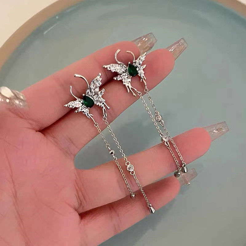 Emerald Flutter Necklace Earrings